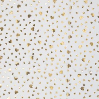 Preview: Softtüll Twinkle goldene Glitzerherzen auf weißem Tüll